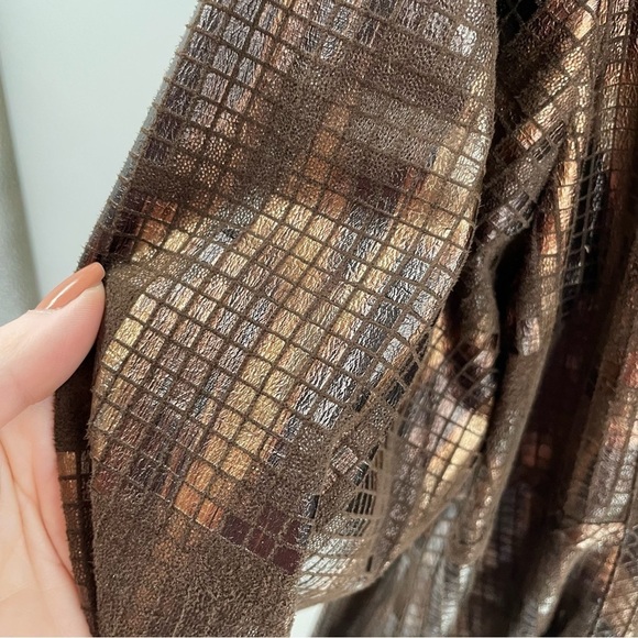 Chico's Travelers Metallic Animal Copper Long Sleeve Lightweight Duster Jacket - Picture 7 of 10